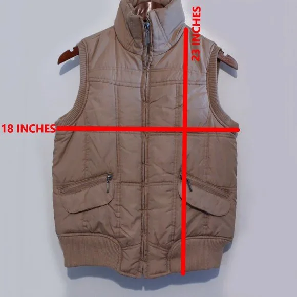 OUTEREDGE, TAN PUFFER VEST, SIZE SMALL - Picture 7 of 7